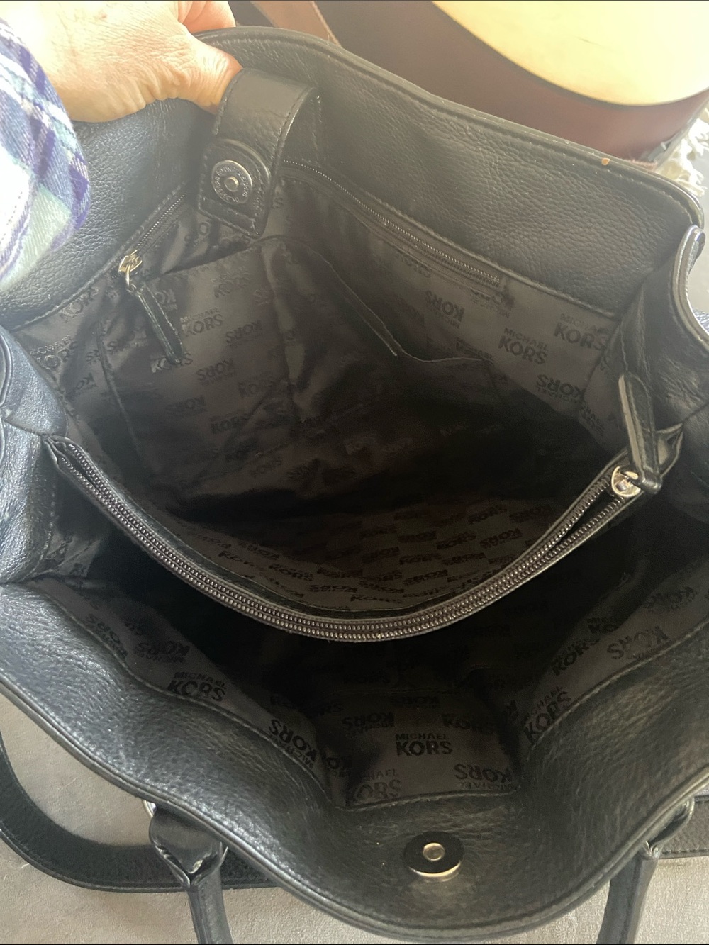Michael Kors Black Pebbled Leather Satchel with Chain-Strap Accents - Picture 2 of 4